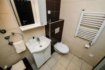 a small bathroom with a sink and a toilet at Apartman No.32a-JollyKop in Kopaonik
