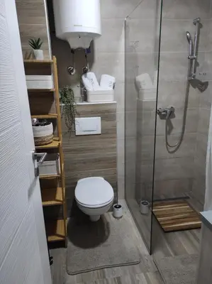 a bathroom with a toilet and a shower at Apartman MOUNTAIN VIEW Milmari Resort in Kopaonik