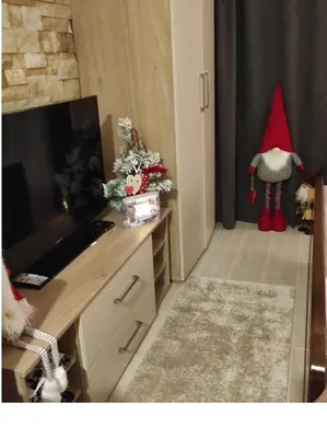 a room with two gnomes in the corner of a room at Apartman MOUNTAIN VIEW Milmari Resort in Kopaonik