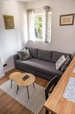 a living room with a couch and a table at Mountain Chalet Kopaonik in Kopaonik