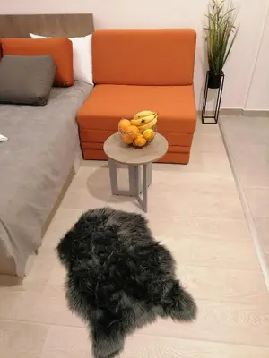 a table with a bowl of bananas and a couch at Milmari Future Gold Apartmani Kopaonik in Kopaonik