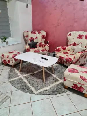 a living room with two chairs and a coffee table at Apartman -HARMONY- in Paraćin
