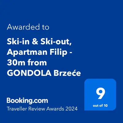 a screenshot of a cell phone with the text wanted to ski in and ski out at Ski-in & Ski-out, Apartman Filip - 30m from GONDOLA Brzeće in Kopaonik