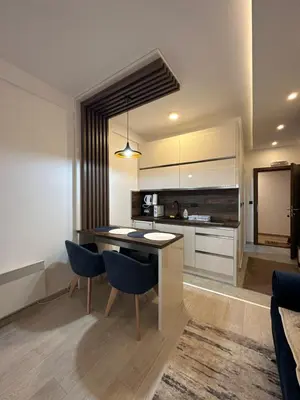 a kitchen with a table and chairs in a room at Apartman Holiday in Kopaonik