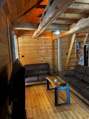 a living room with a couch and a table at Lozanski ambar in Boljevac