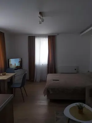 a hotel room with a bed and a window at Apartment Nadja in Kopaonik