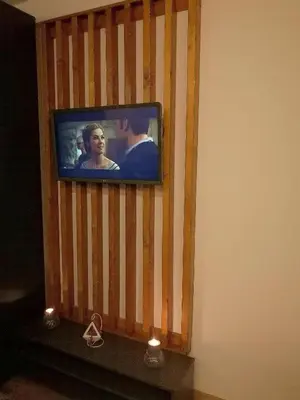 a tv on a wooden wall with alevision at President Kop A 407 in Kopaonik
