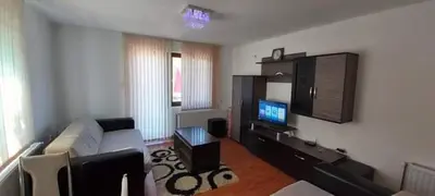 a living room with a couch and a flat screen tv at Apartman Ivanovic 4 in Soko Banja
