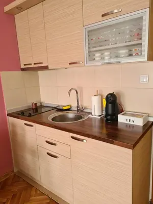 a kitchen with a sink and a counter top at Happy Moments in Vrnjačka Banja