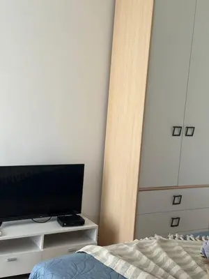 a bedroom with a bed and a flat screen tv at Lilyy in Leskovac
