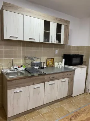 a kitchen with a sink and a counter top at Lilyy in Leskovac