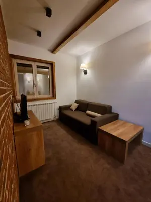 a living room with a couch and a table at Apartman Zupa 112 in Kopaonik