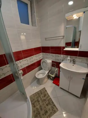 a bathroom with a toilet and a sink at Apartman Bane in Soko Banja
