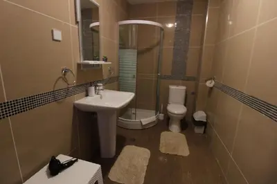 a small bathroom with a sink and a toilet at Pegaz114 in Vrnjačka Banja