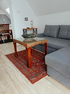 a living room with a couch and a coffee table at Vila Gala in Kopaonik