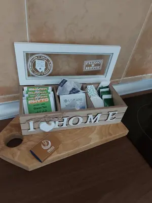 a wooden box filled with different types of soap at Pegaz009**** in Vrnjačka Banja