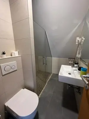 a bathroom with a toilet and a sink at Vučko apartmani Konaci in Kopaonik