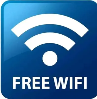 a blue sign with a free wifi symbol on it at Apartman Centar 2 in Kruševac
