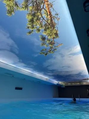 a ceiling with a painting of a tree on it at Apartman Radmila in Kopaonik