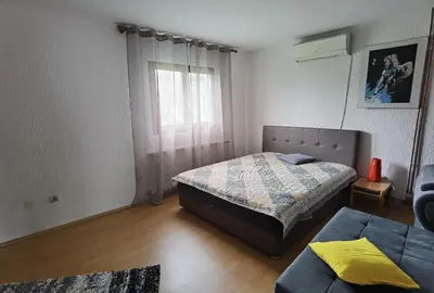 a bedroom with a bed and a couch at Apartmani Trio in Soko Banja