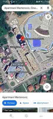 a screenshot of a google map of a city at Apartmani Martenovic 1 in Vrnjačka Banja