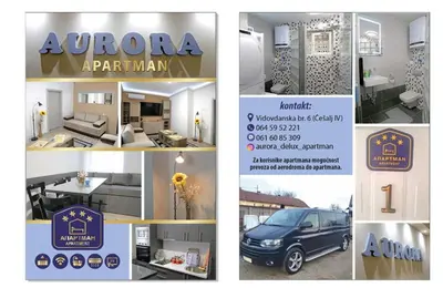 a collage of four pictures of a apartment at Aurora in Kruševac