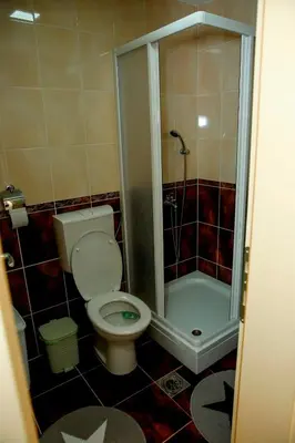a bathroom with a toilet and a shower at Apartman Dunja in Vrnjačka Banja