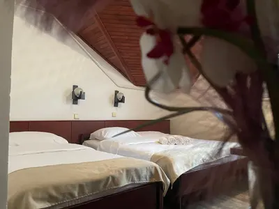 two beds sitting next to each other in a room at Sobe na Jošanici in Jošanička Banja