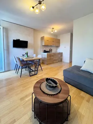 a living room with a couch and a table at Apartman Elena 11 in Vrnjci