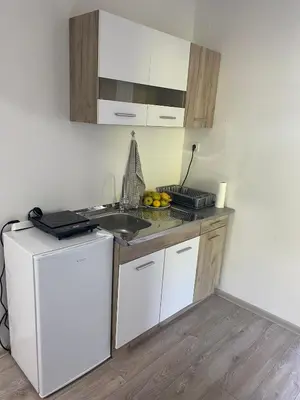 a kitchen with a sink and a counter top at Apartman Jorgos in Soko Banja