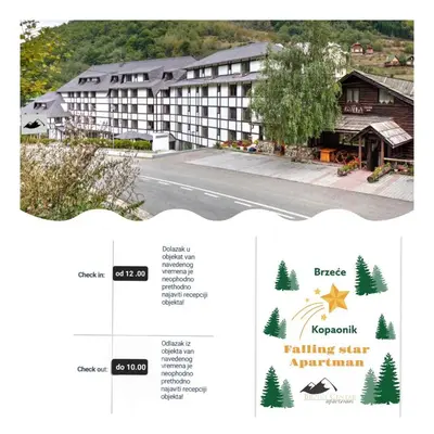 a screenshot of the homepage of a hotel at Falling Star Apartman Brzece in Brzeće
