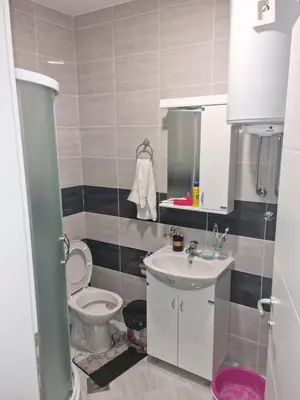 a bathroom with a toilet and a sink at Apartman Miloš in Soko Banja