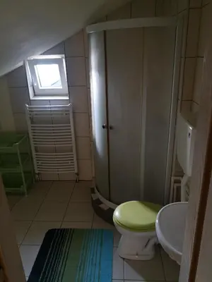 a bathroom with a green toilet and a sink at Apartman Stanimirović in Zaječar