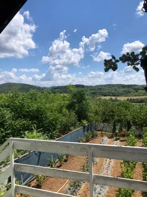 a view from the balcony of a house with a road at Kuca za odmor Davidovic in Despotovac