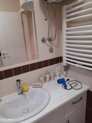 a bathroom with a white sink and a mirror at N&N in Brzeće