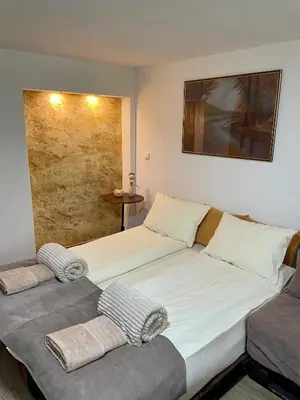 a bedroom with two beds in a room at Apartmani Stanković Sokobanja in Soko Banja
