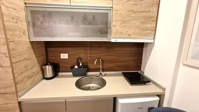 a kitchen counter with a sink in a room at Kopaonik Bliss in Kopaonik