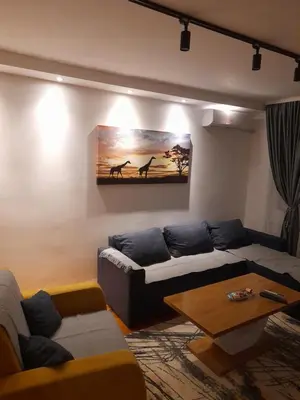 a living room with a couch and a table at Holiday apartaments 2 in Niš
