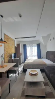 a bedroom with a bed and a couch and a table at Mountain angel in Kopaonik