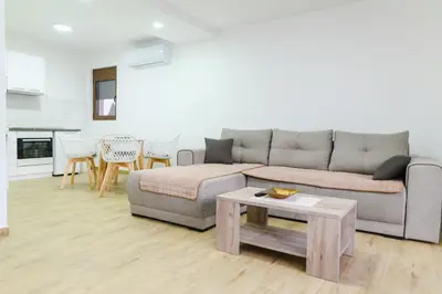 a living room with a couch and a table at Apartman Dina in Soko Banja