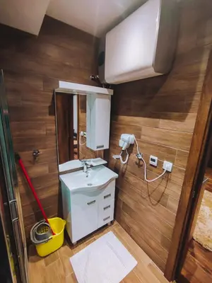 a bathroom with a sink and a mirror at Aparmani Sorak Kopaonik, Studio Apartman A5 in Kopaonik