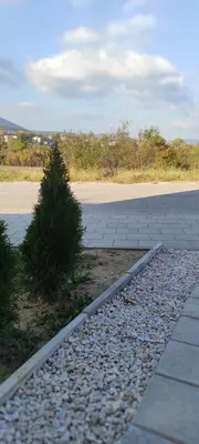a christmas tree sitting on the side of a road at LaNe apartman Sokobanja in Soko Banja