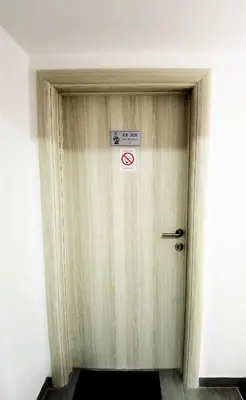 a wooden door with a sign on it at Kod Dede Brzece in Brzeće