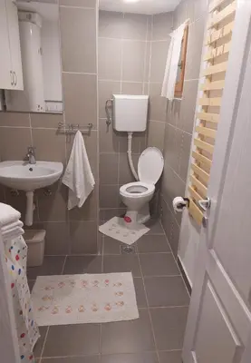 a small bathroom with a toilet and a sink at Udahni prirodu in Raška