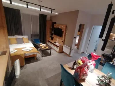 a large living room with a bed and a couch at LUX Apartment STEVANOVIC A86 in Kopaonik