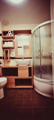 a bathroom with a sink and a shower and a toilet at The spots - 300m from the Gondola in Brzeće