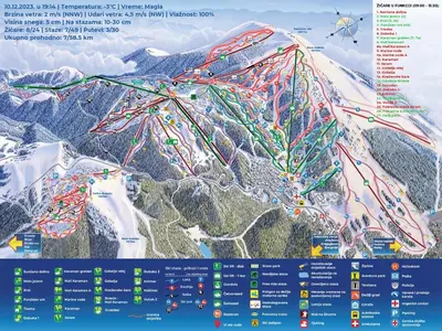 a map of a ski resort in the mountains at President Kop A-406 - Apartman Wiseman in Kopaonik