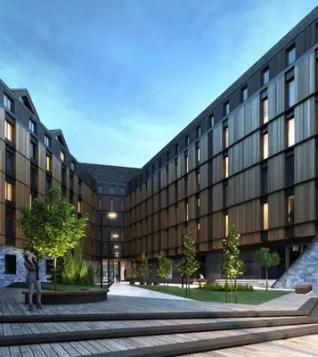 a rendering of the exterior of a building at Woodside Duplex Apartment Ski in Ski out with garage in Kopaonik