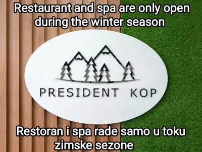 a sign that says restart and spa are only open during the winter season restartan at President Kop apartmani Vista & Sol in Kopaonik