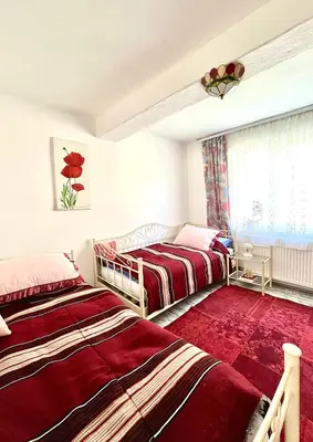 a bedroom with two beds and a window at Green Village Life in Katun